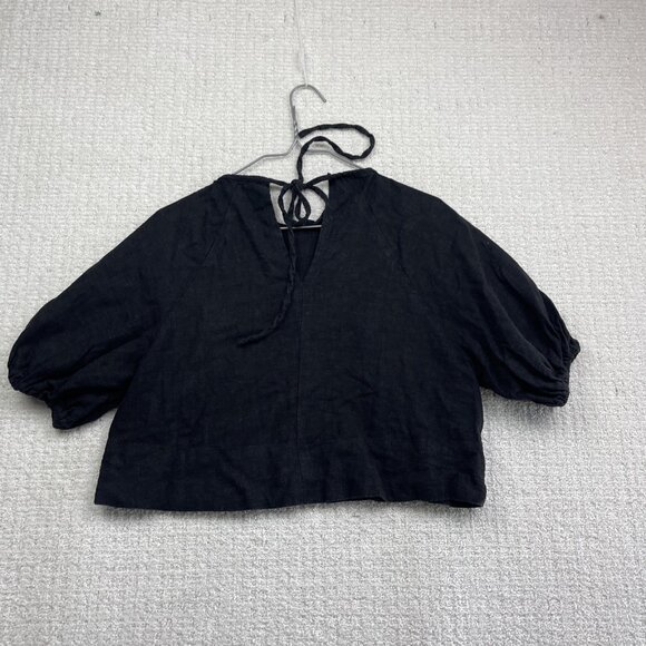 House of Harlow 1960 Women's Size XS Black Linen blend Crop Top Short sleeves - Picture 11 of 13